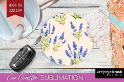 Floral Car Coaster - Spring Flowers Coaster PNG Sublimation Product Image 1