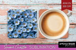 Pastel Floral Square Coaster - Flower Field Coaster PNG Product Image 1