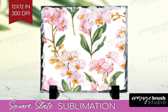 Floral Slate PNG - Spring Flowers Square Slate Sublimation Product Image 1