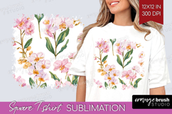 Floral Square Tshirt Background - Spring Flowers PNG Product Image 1