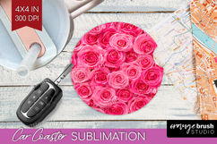 Pastel Floral Car Coaster - Flower Field Coaster PNG Product Image 1