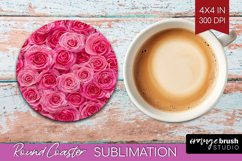 Pastel Floral Round Coaster - Flower Field Coaster PNG Product Image 1