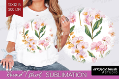 Floral Round Tshirt Background - Spring Flowers PNG Product Image 1