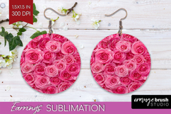 Pastel Floral Round Earrings - Flower Field PNG Sublimation Product Image 1