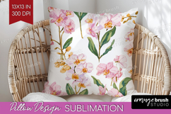 Floral Pillow Sublimation - Spring Flowers Pillow Cover PNG Product Image 1