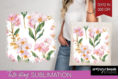 Floral Tote Bag - Spring Flowers Tote Bag PNG Sublimation Product Image 1