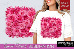 Pastel Floral Square Tshirt Background - Flower Field PNG Product Image 1