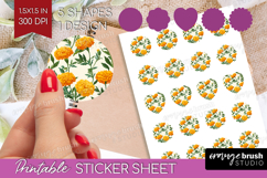 Floral Round Sticker - Spring Flowers Printable Sticker Product Image 1