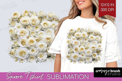 Pastel Floral Square Tshirt Background - Flower Field PNG Product Image 1