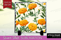 Floral Slate PNG - Spring Flowers Square Slate Sublimation Product Image 1