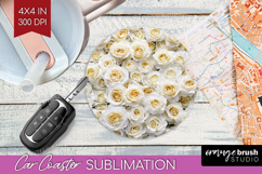 Pastel Floral Car Coaster - Flower Field Coaster PNG Product Image 1