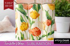 Floral Tumbler Wrap - Spring Flowers Tumbler PNG Sublimation Product Image 1