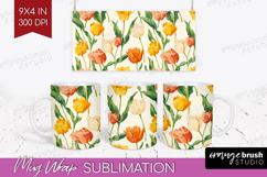 Floral Mug Wrap - Spring Flowers Mug PNG Sublimation Product Image 1