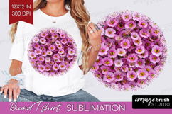 Pastel Floral Round Tshirt Background - Flower Field PNG Product Image 1