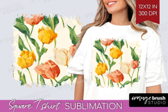 Floral Square Tshirt Background - Spring Flowers PNG Product Image 1