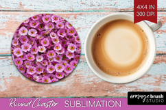 Pastel Floral Round Coaster - Flower Field Coaster PNG Product Image 1