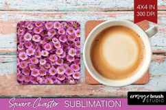 Pastel Floral Square Coaster - Flower Field Coaster PNG Product Image 1