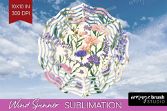 Floral Wind Spinner Sublimation PNG - Spring Flowers Round Product Image 1