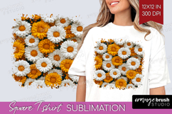Pastel Floral Square Tshirt Background - Flower Field PNG Product Image 1