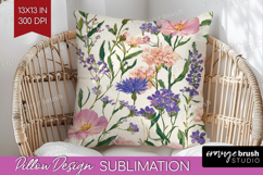 Floral Pillow Sublimation - Spring Flowers Pillow Cover PNG Product Image 1