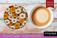 Pastel Floral Round Coaster - Flower Field Coaster PNG Product Image 1