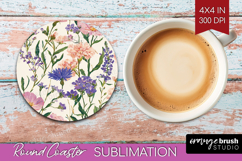 Floral Round Coaster - Spring Flowers Coaster PNG Product Image 1