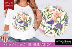 Floral Round Tshirt Background - Spring Flowers PNG Product Image 1