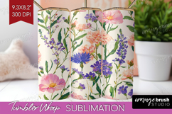 Floral Tumbler Wrap - Spring Flowers Tumbler PNG Sublimation Product Image 1
