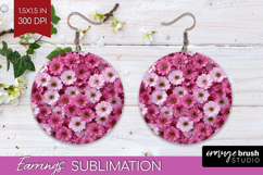 Pastel Floral Round Earrings - Flower Field PNG Sublimation Product Image 1
