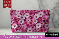 Pastel Floral Cosmetic Bag - Flower Field Makeup Bag PNG Product Image 1