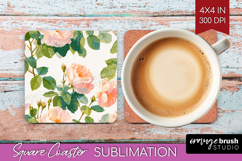Floral Square Coaster - Spring Flowers Coaster PNG Product Image 1