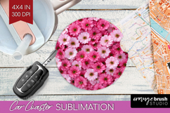 Pastel Floral Car Coaster - Flower Field Coaster PNG Product Image 1