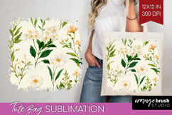 Floral Tote Bag - Spring Flowers Tote Bag PNG Sublimation Product Image 1