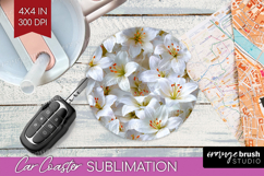 Pastel Floral Car Coaster - Flower Field Coaster PNG Product Image 1