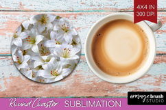 Pastel Floral Round Coaster - Flower Field Coaster PNG Product Image 1