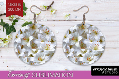 Pastel Floral Round Earrings - Flower Field PNG Sublimation Product Image 1