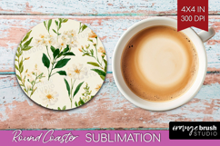 Floral Round Coaster - Spring Flowers Coaster PNG Product Image 1