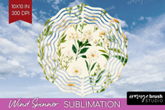 Floral Wind Spinner Sublimation PNG - Spring Flowers Round Product Image 1