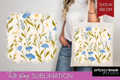 Floral Tote Bag - Spring Flowers Tote Bag PNG Sublimation Product Image 1