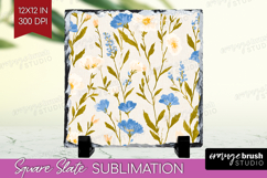 Floral Slate PNG - Spring Flowers Square Slate Sublimation Product Image 1