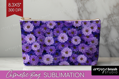 Pastel Floral Cosmetic Bag - Flower Field Makeup Bag PNG Product Image 1
