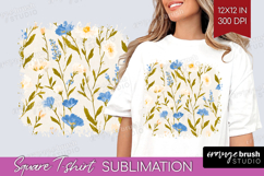 Floral Square Tshirt Background - Spring Flowers PNG Product Image 1