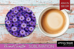 Pastel Floral Round Coaster - Flower Field Coaster PNG Product Image 1