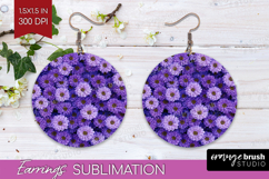 Pastel Floral Round Earrings - Flower Field PNG Sublimation Product Image 1