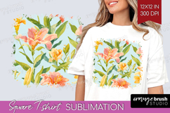 Floral Square Tshirt Background - Spring Flowers PNG Product Image 1