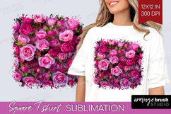 Pastel Floral Square Tshirt Background - Flower Field PNG Product Image 1