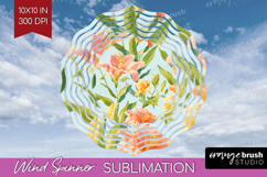 Floral Wind Spinner Sublimation PNG - Spring Flowers Round Product Image 1