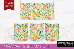 Floral Mug Wrap - Spring Flowers Mug PNG Sublimation Product Image 1