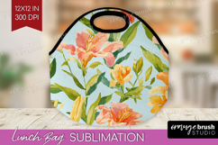 Floral Lunch Bag - Spring Flowers Lunch Bug PNG Sublimation Product Image 1