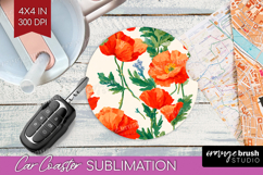Floral Car Coaster - Spring Flowers Coaster PNG Sublimation Product Image 1